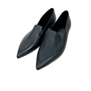 Everlane The Boss Black Pebbled Leather Pointed Toe Flats Size 9.5 (Fits like 8)
